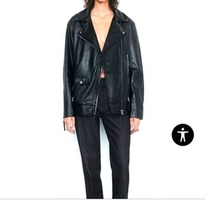 Zara Women Premium Collection Leather Moto Jacket Like New. SzM soft Lamb Leathe